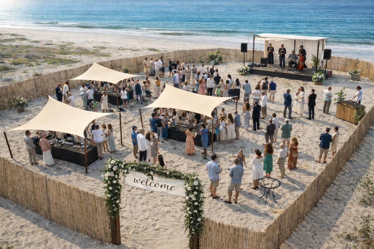 Stretchtent schaduwdoek 5x5 strand