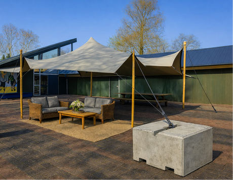 Ballastblok beton verankering voor stretchtent