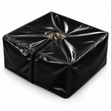 Black PVC cover over a concrete ballast block with opening for the lifting eye