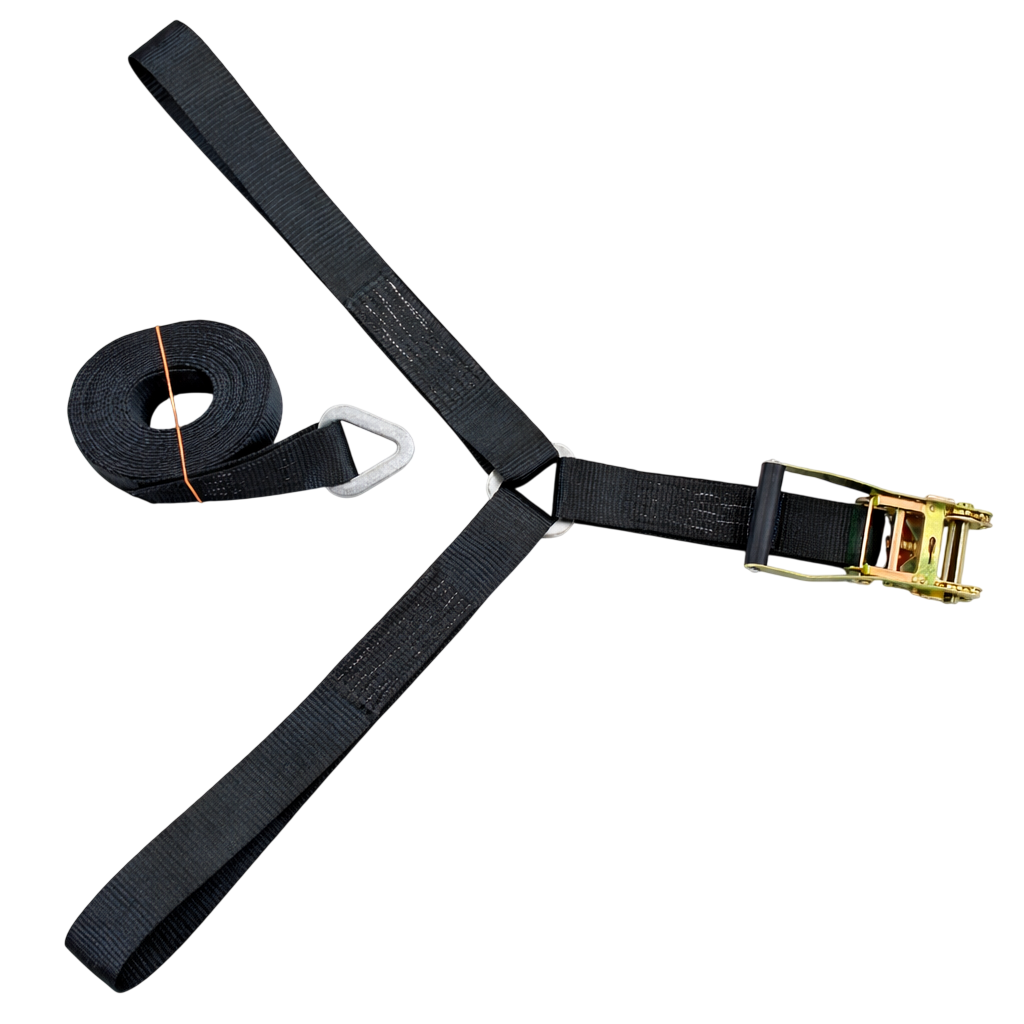 Ratchet straps for stretch tents in beige and black