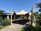 Fixed robinia pole on a stretch tent