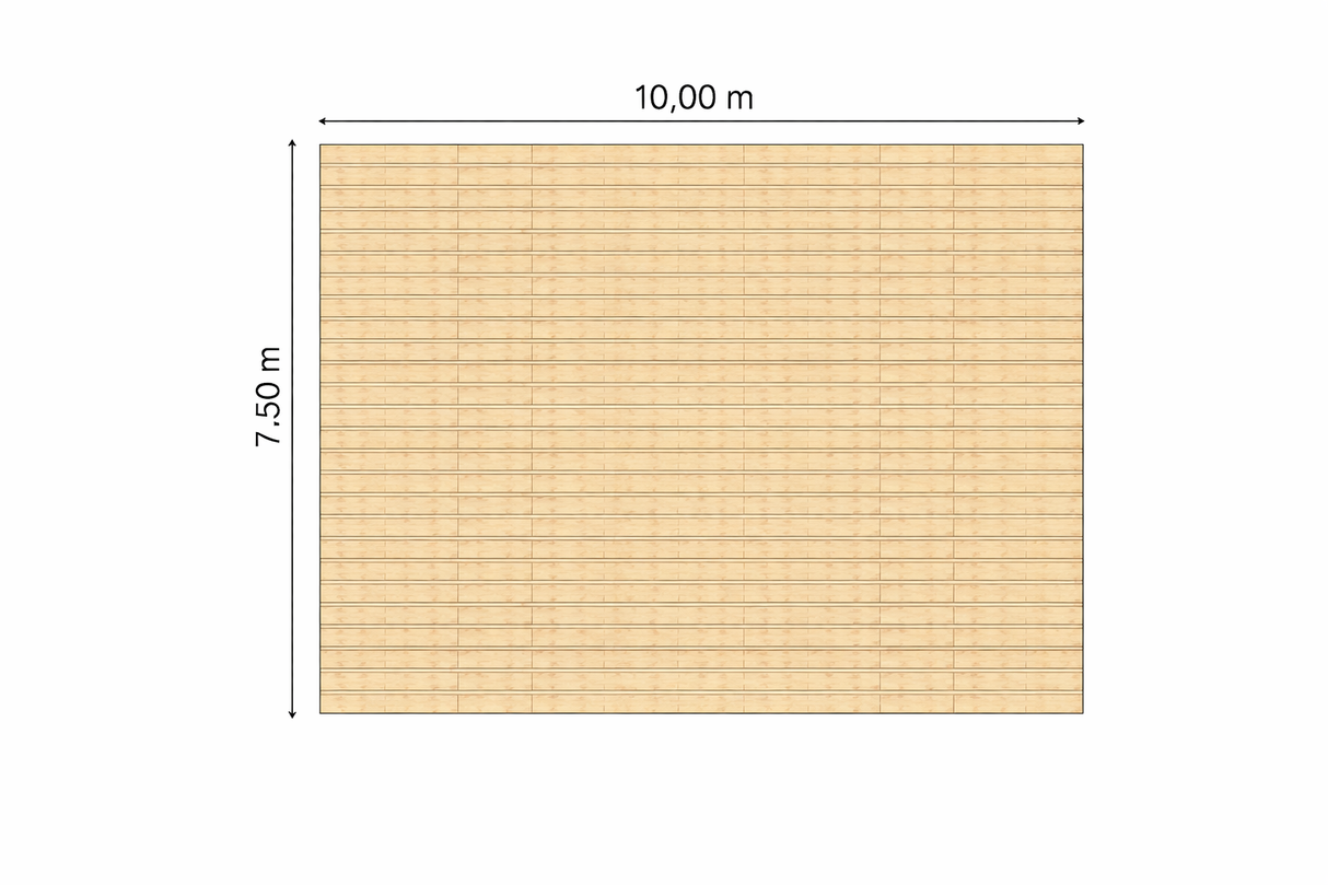 Vlondervloer 10 x 7,50 m 