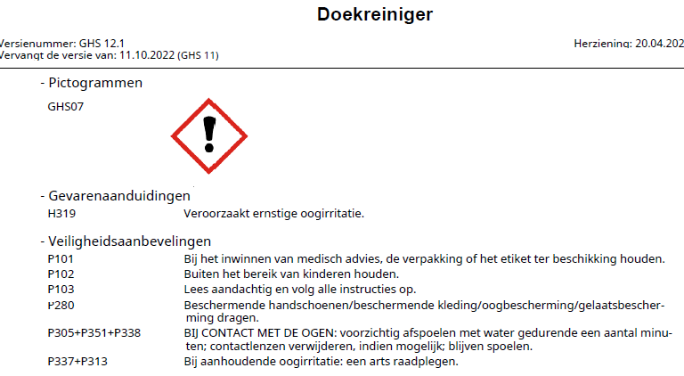 doekreiniger instructies